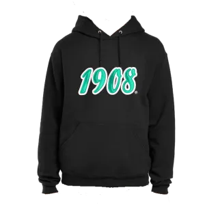 AKA Embroidered Satin 1908 Black Hooded Sweatshirt
