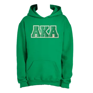 AKA Embroidered Satin Symbols Green Hooded Sweatshirt