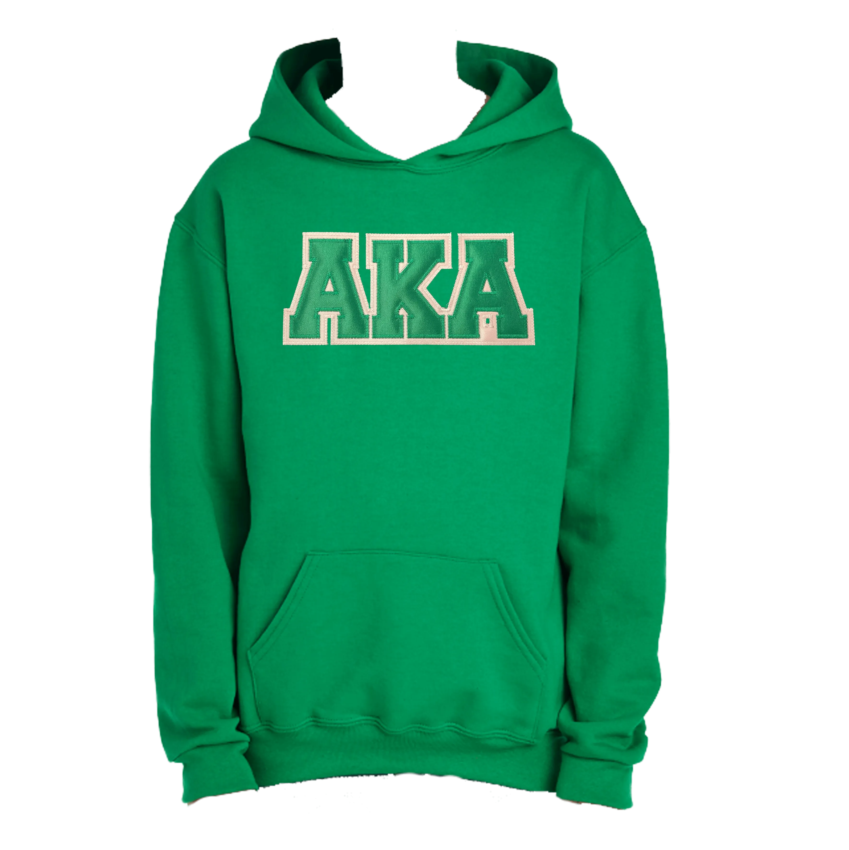 AKA Embroidered Satin Symbols Green Hooded Sweatshirt