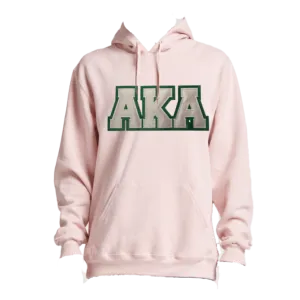 AKA Embroidered Satin Symbols Pink Hooded Sweatshirt