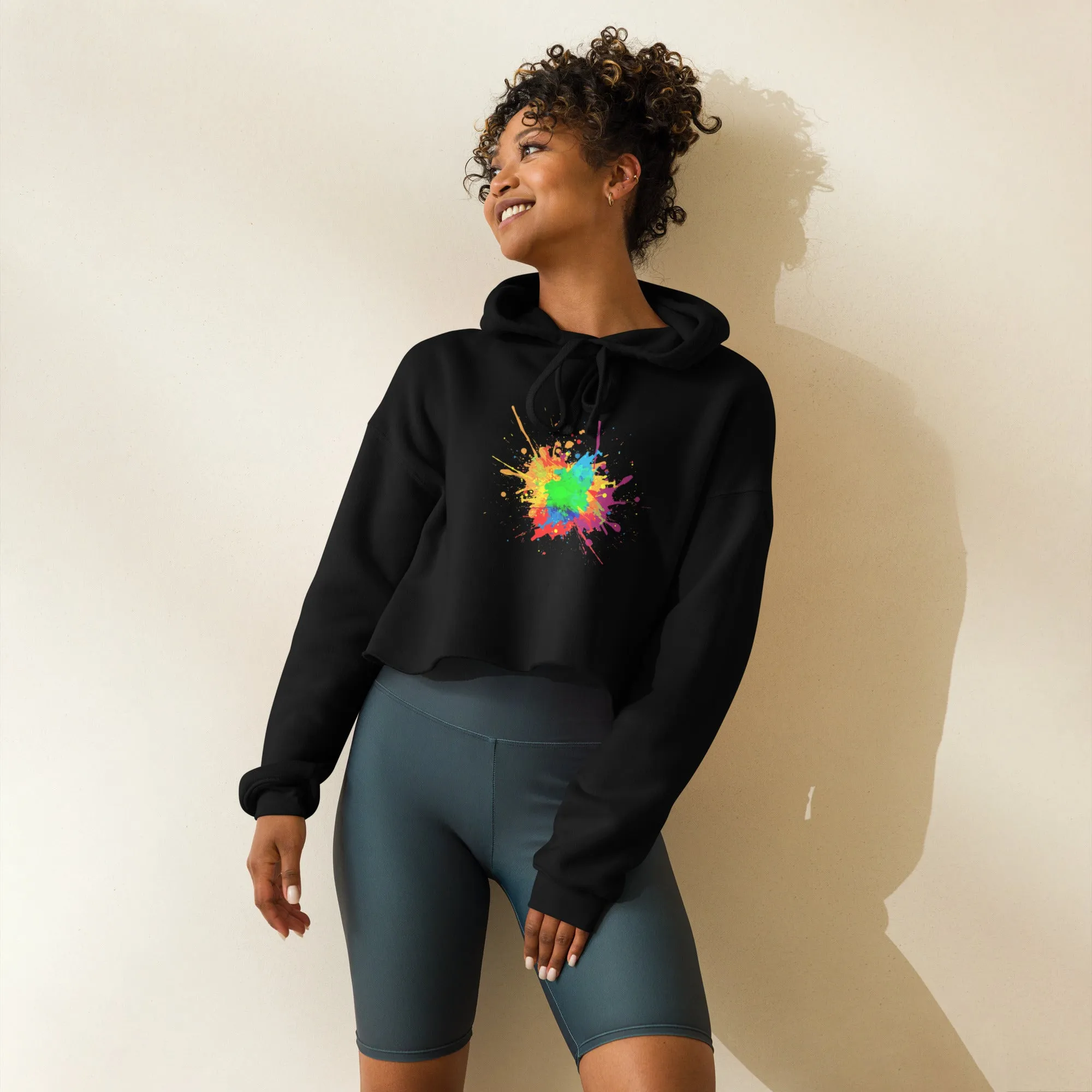 Black Splash Crop Hoodie