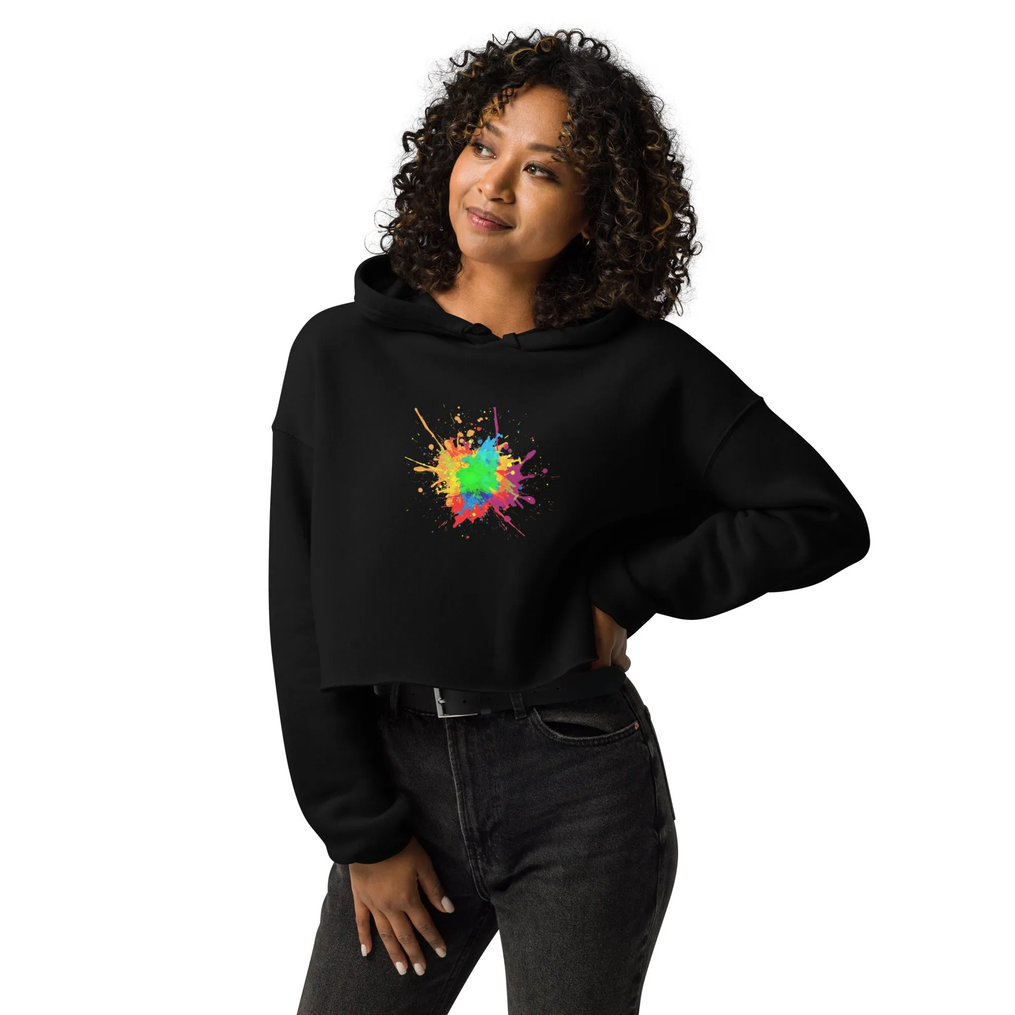 Black Splash Crop Hoodie