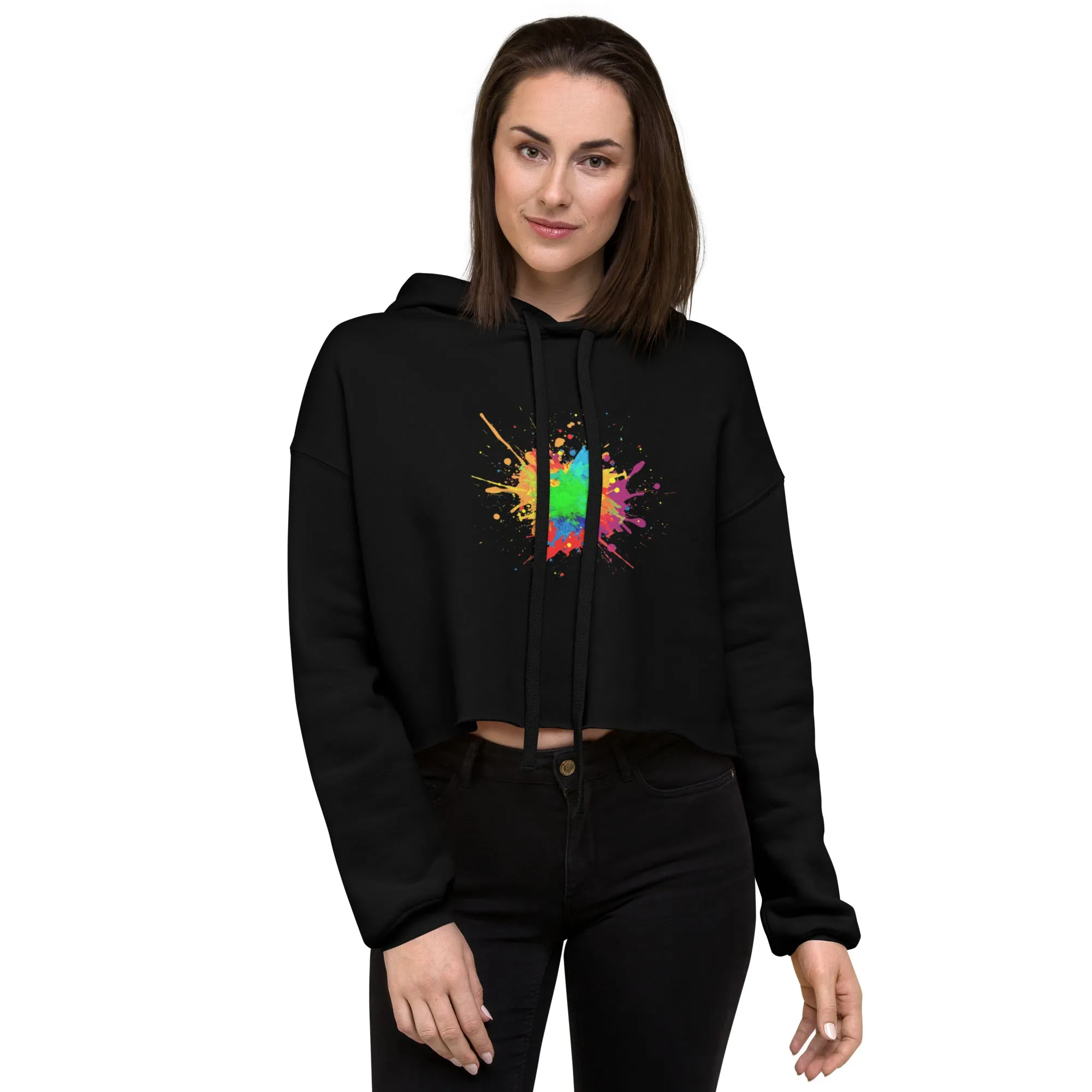 Black Splash Crop Hoodie