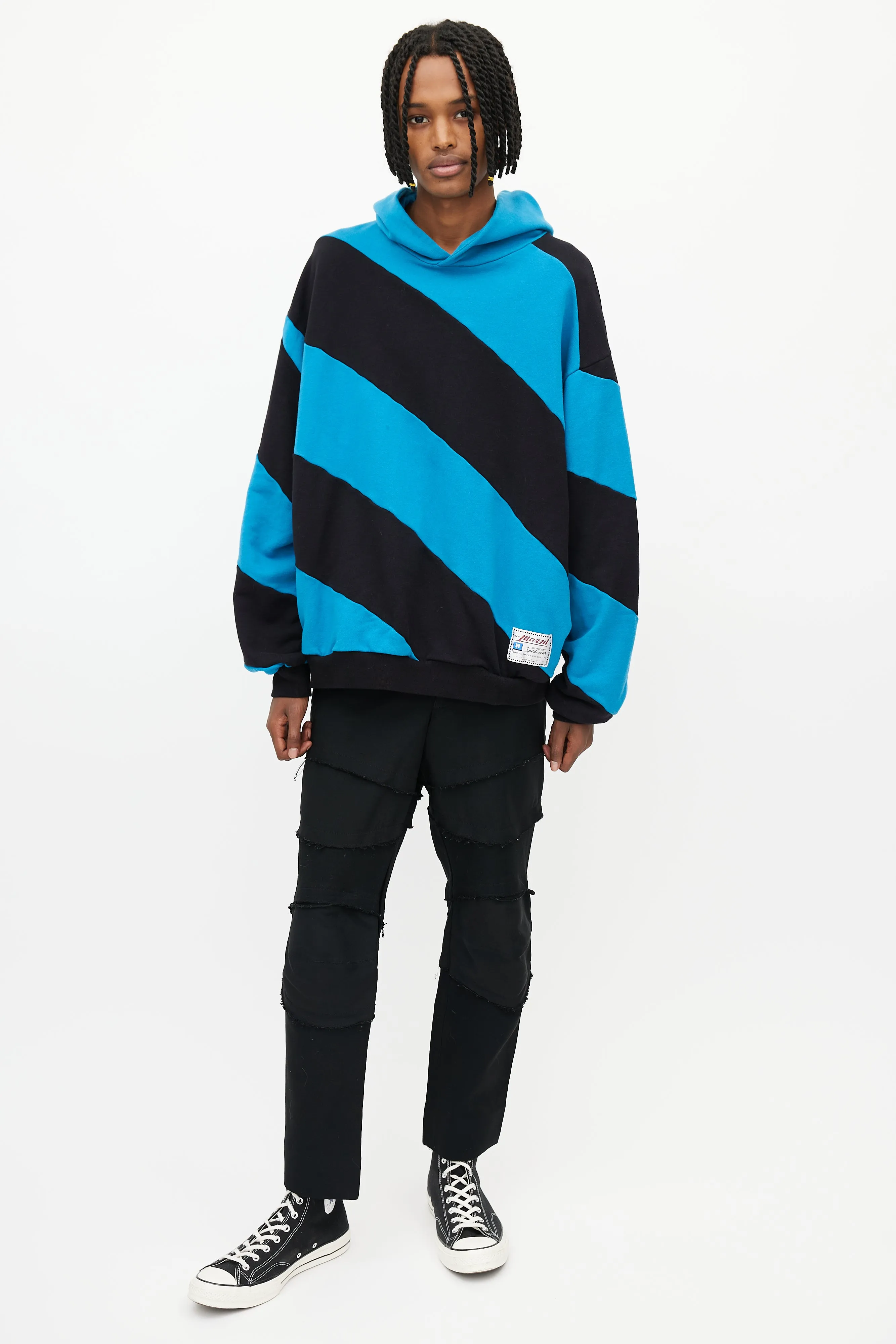 Blue & Black Striped Hoodie