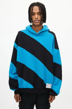 Blue & Black Striped Hoodie