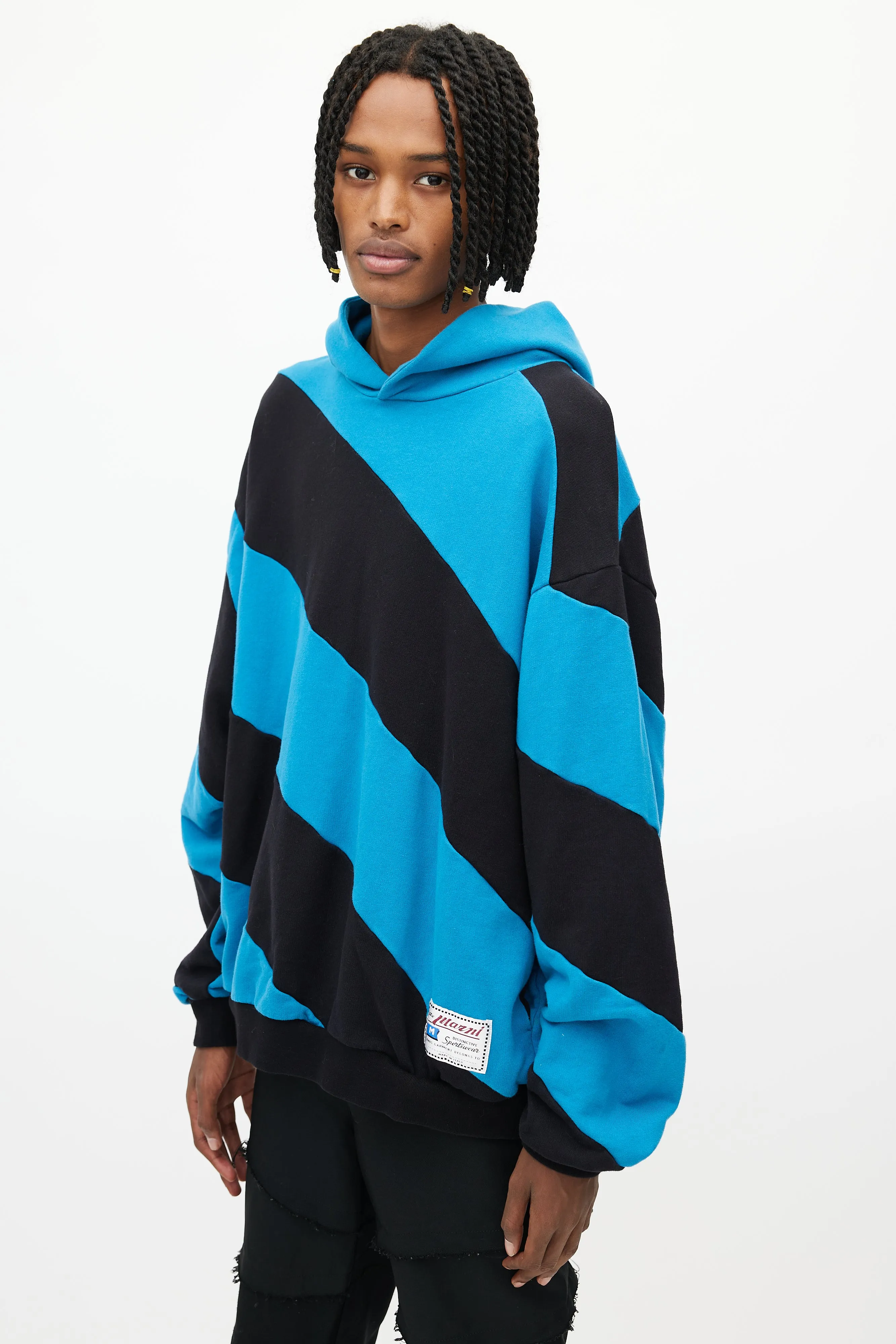 Blue & Black Striped Hoodie