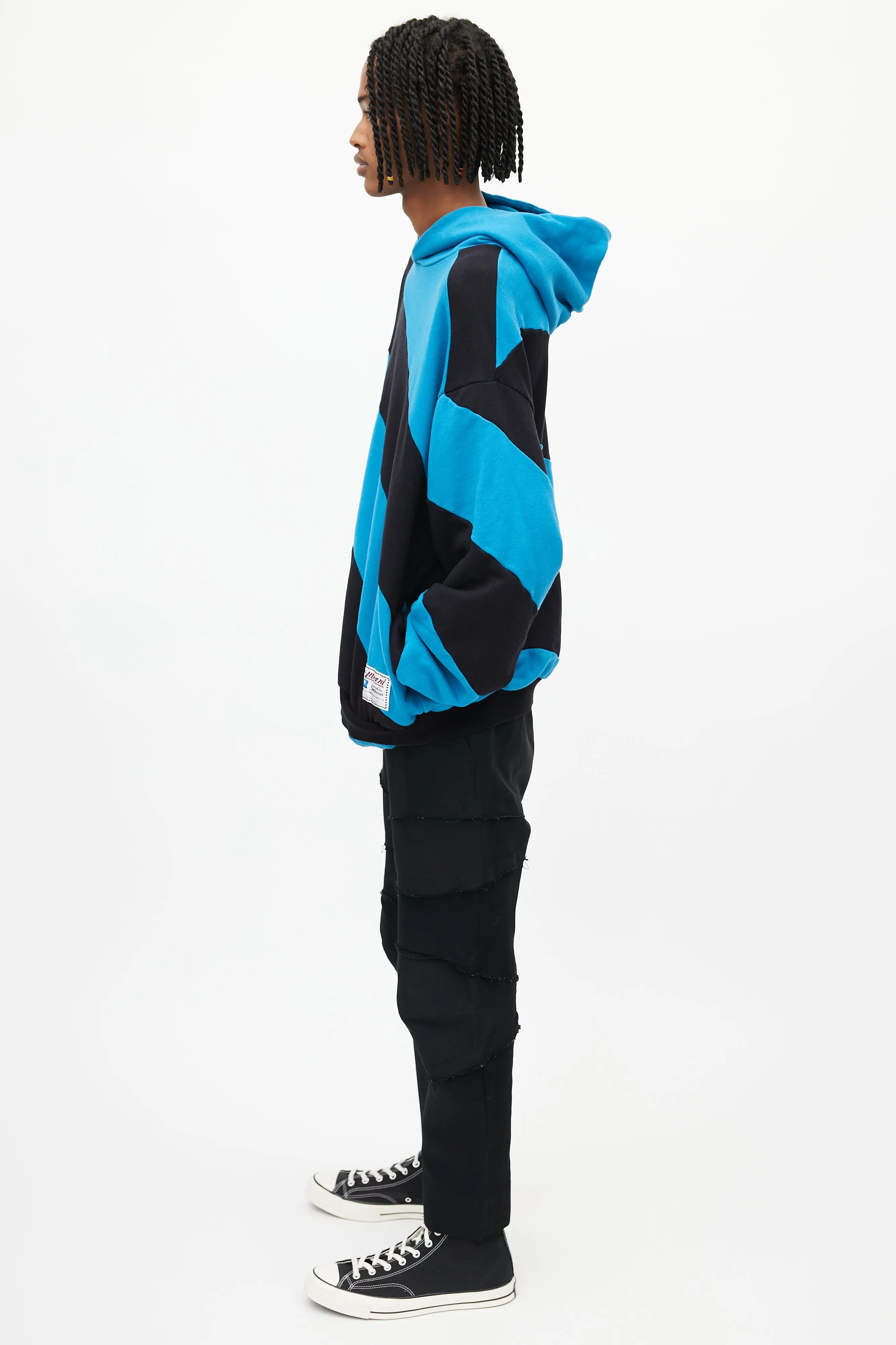 Blue & Black Striped Hoodie