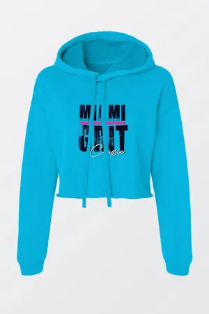 Blue- Crop Fleece Hoodie - Miami Grit