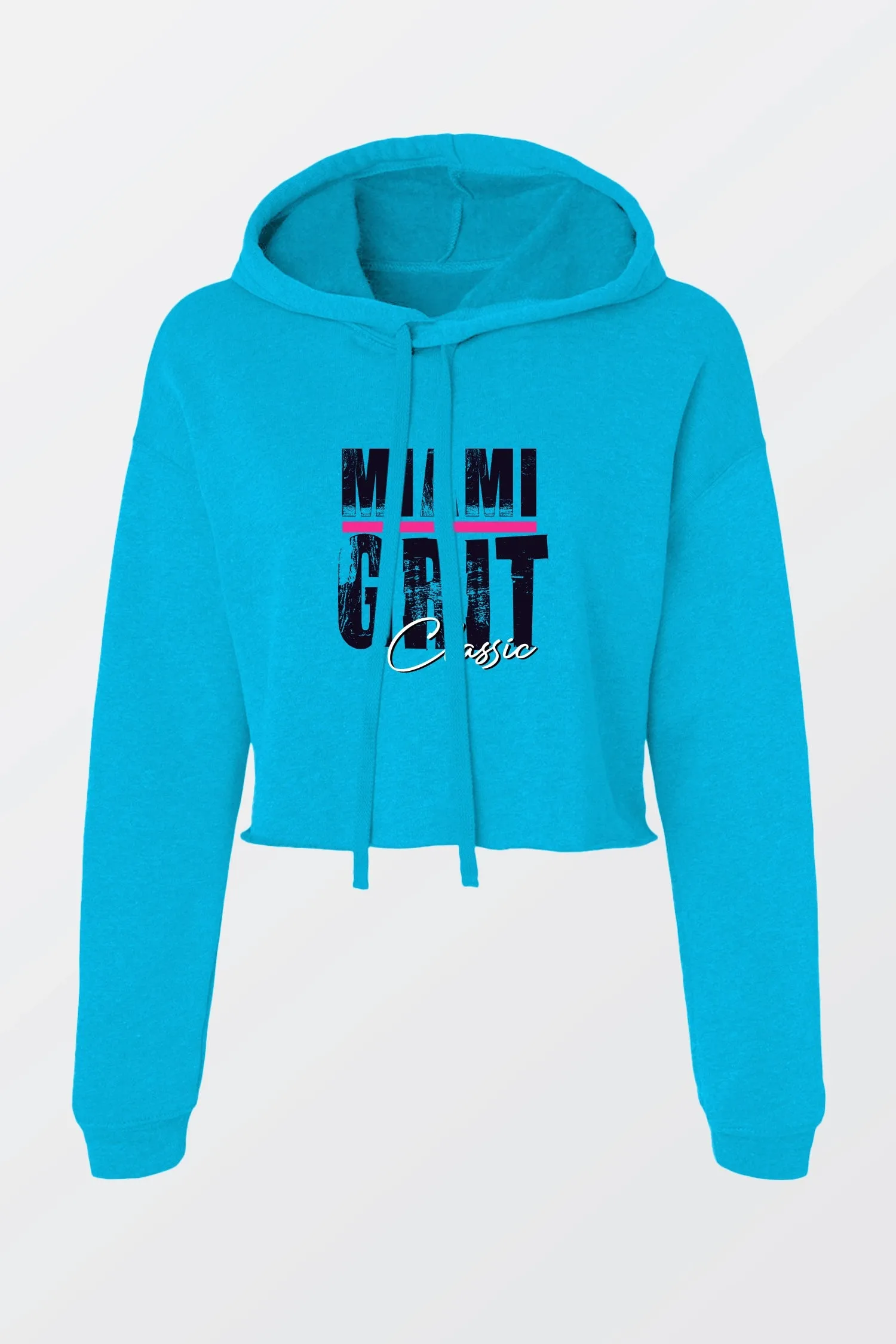 Blue- Crop Fleece Hoodie - Miami Grit