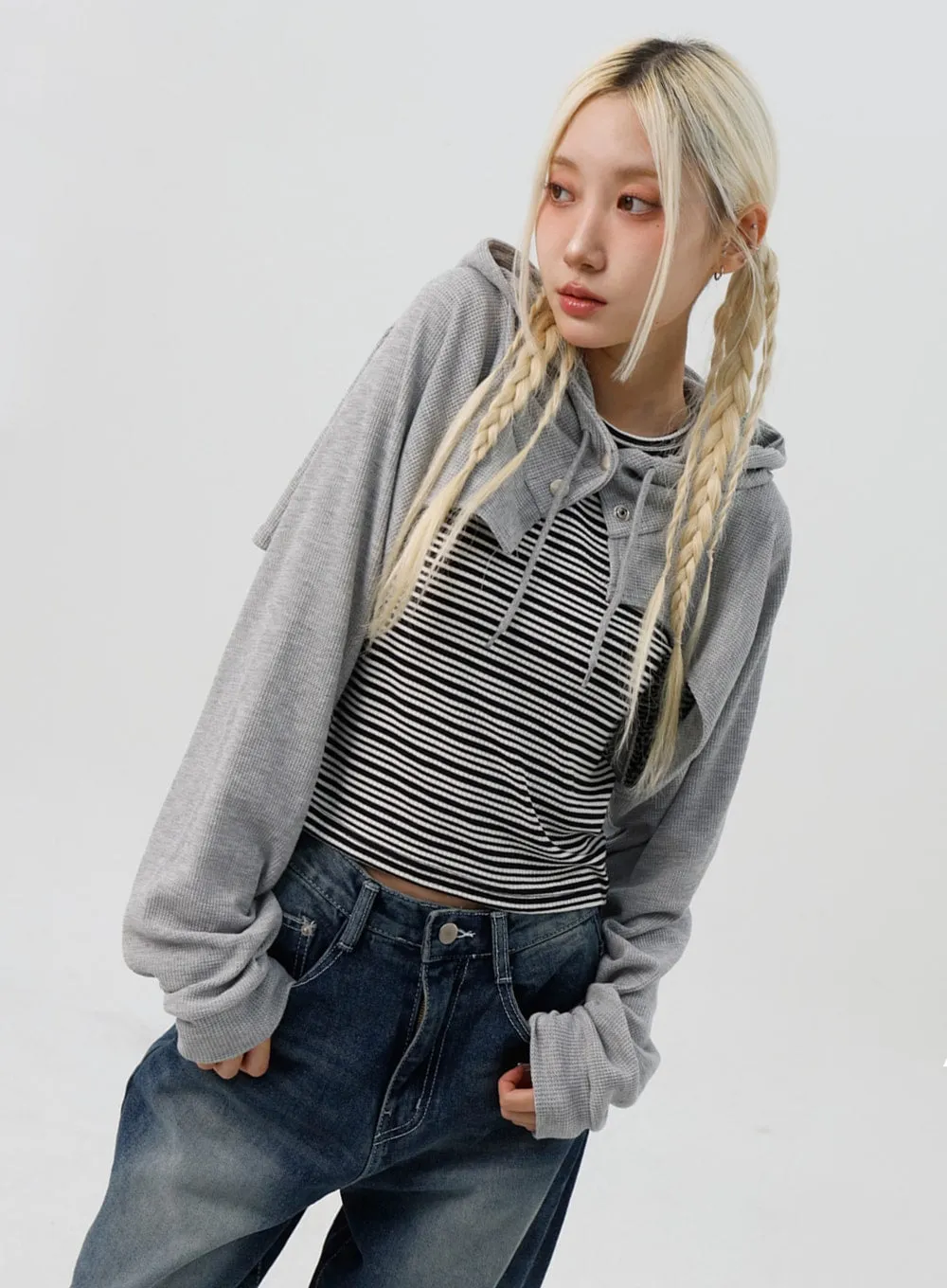 Bolero Style Cropped Hoodie IS311