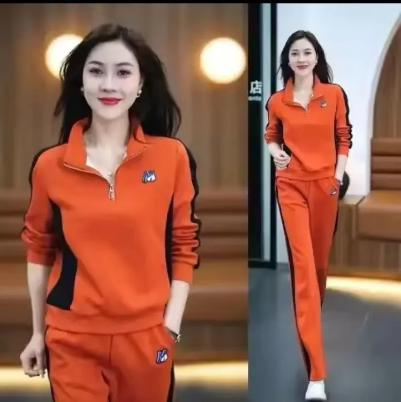 Casual Women's Sport Suit New Fashionable  Sweatshirt Bell Bottoms 2-Piece Set   B187930