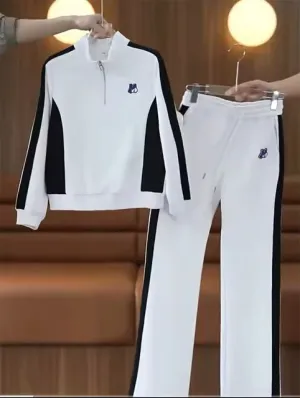 Casual Women's Sport Suit New Fashionable  Sweatshirt Bell Bottoms 2-Piece Set   B187930