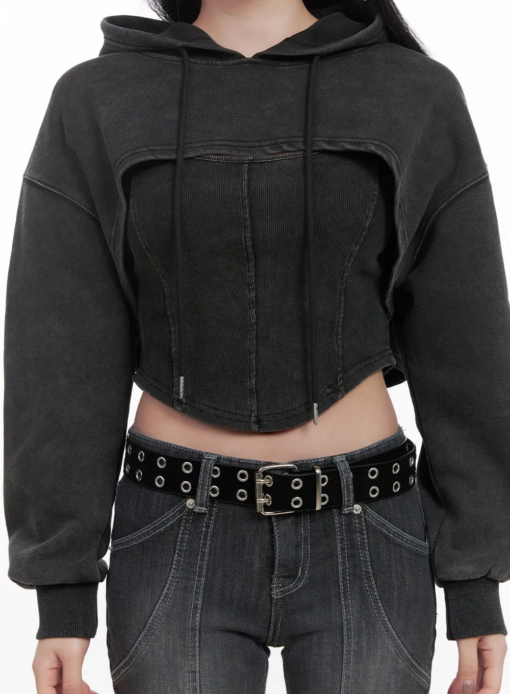Cropped Hoodie & Corset Top Set CJ517