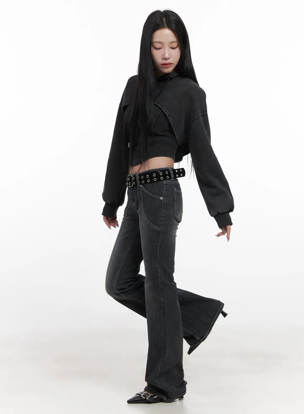 Cropped Hoodie & Corset Top Set CJ517