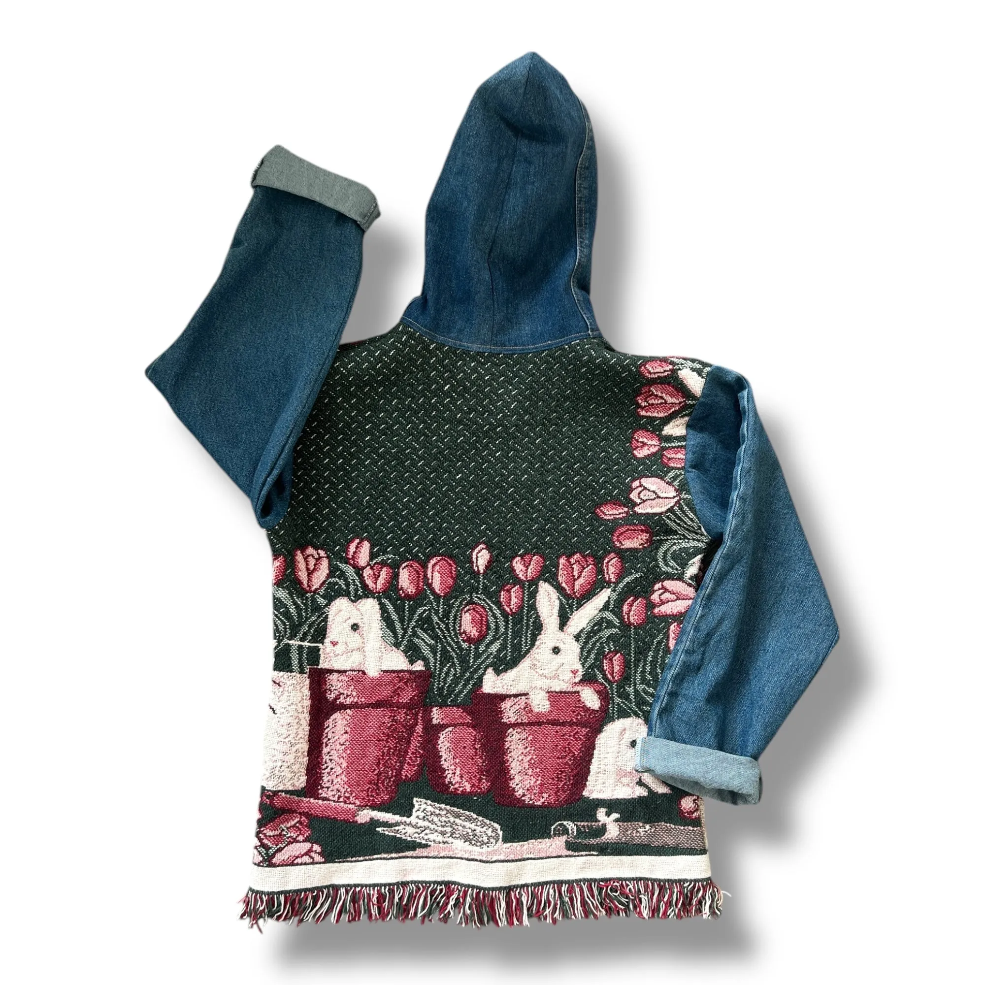 Denim Tapestry Hoodie - Small Unisex