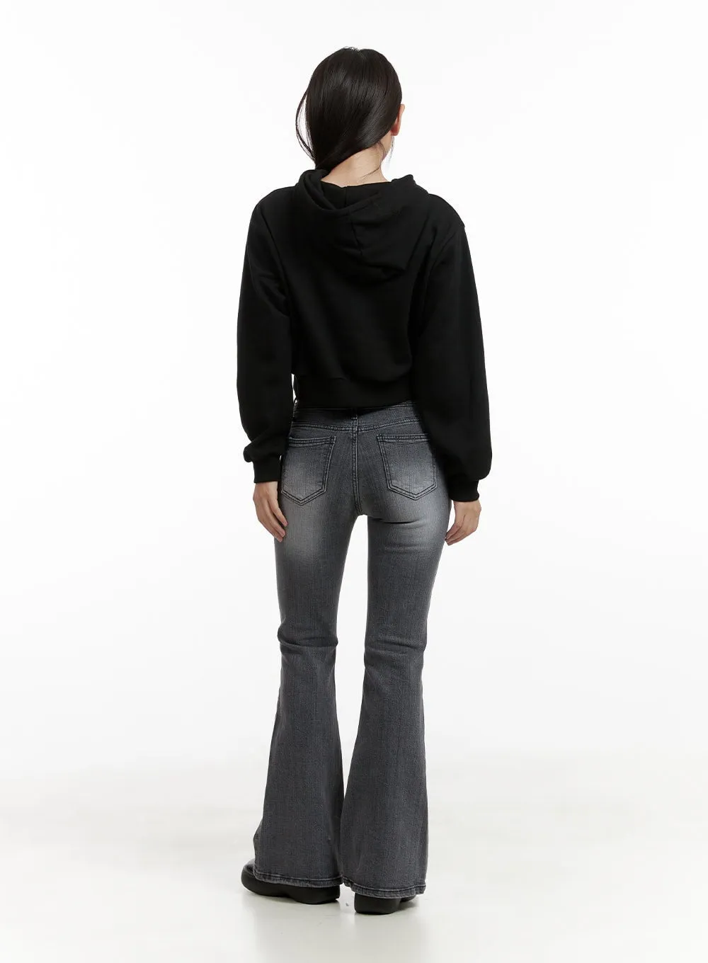 Graphic Cropped Sweat Hoodie CL431