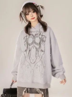 Gray Hooded Hoodie Dark Over