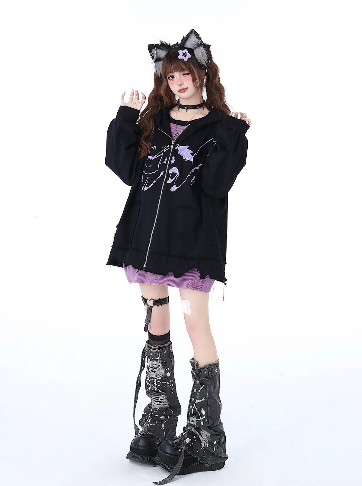 Hoodie Cat Mine Loose Over Hooded