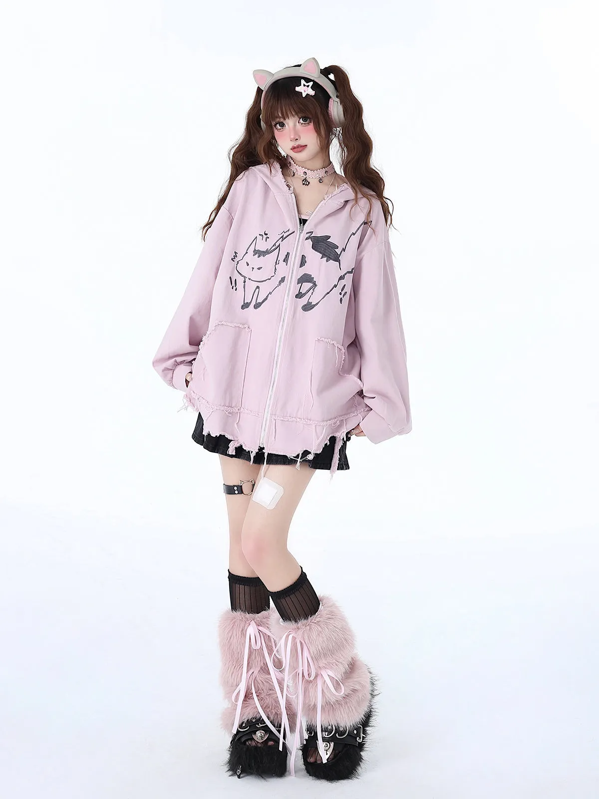 Hoodie Cat Mine Loose Over Hooded