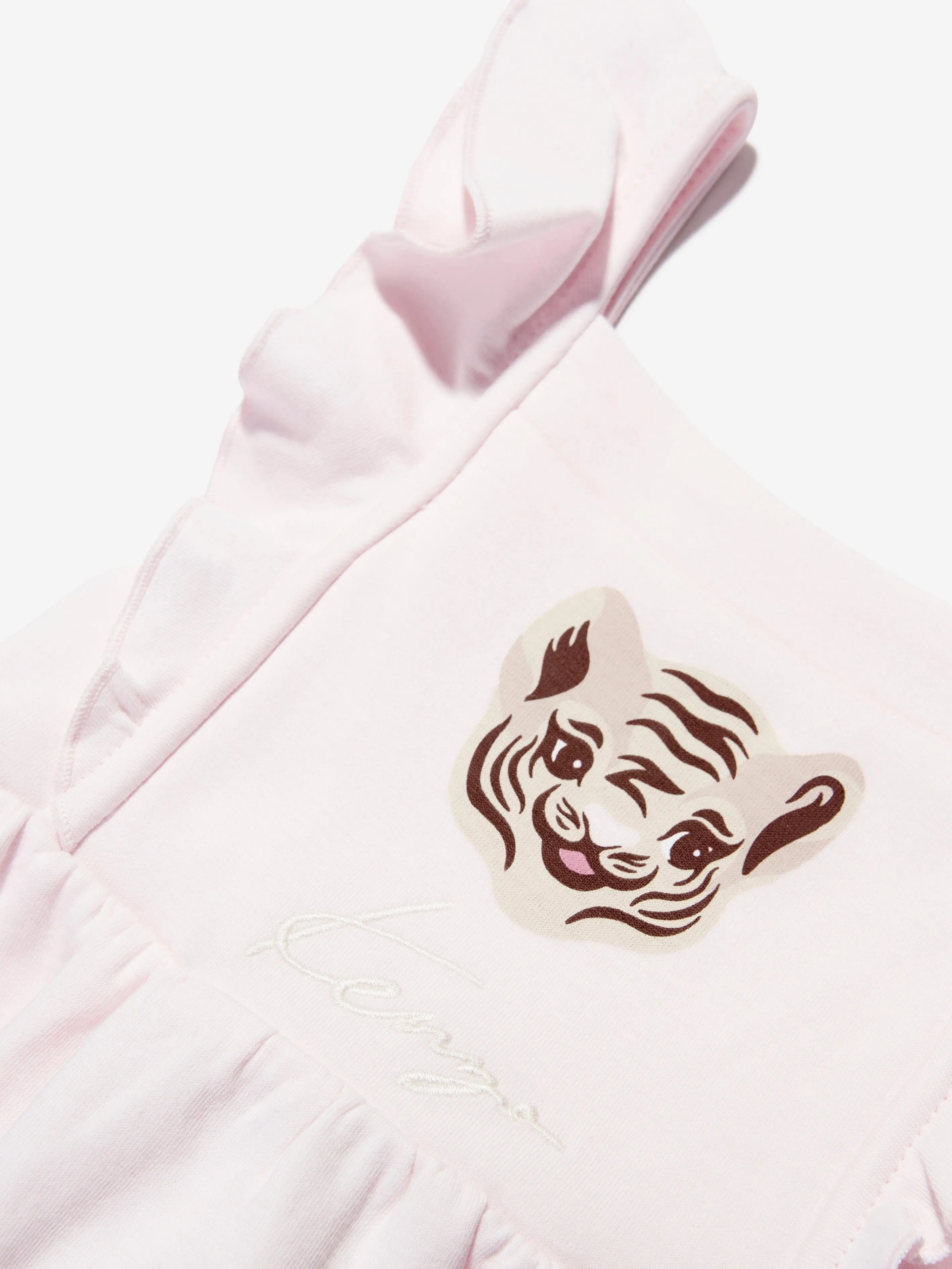 KENZO Baby Girls Organic Cotton Tiger Dungarees in Pink
