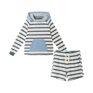 Kids (2-7) Textured Stripe Lounge Set | Blue Striped