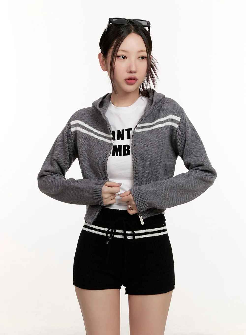 Knitted Striped Zip-Up Hoodie CM507
