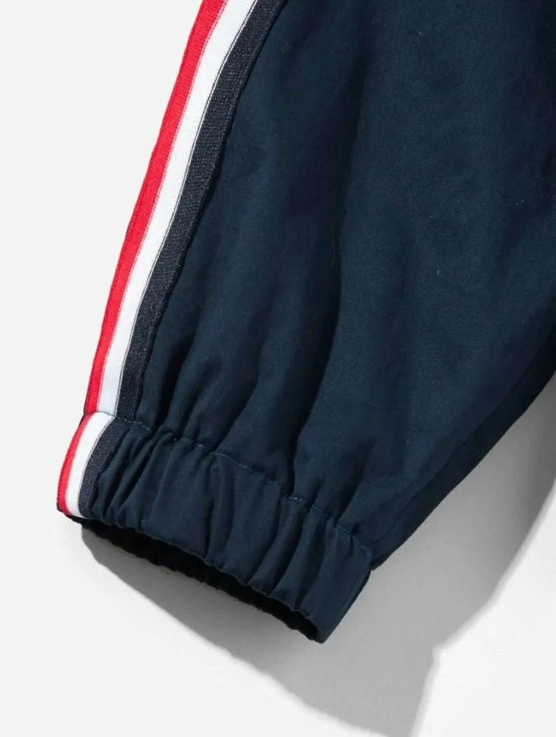 Men Button & Pocket Up Hoodie Striped Coat