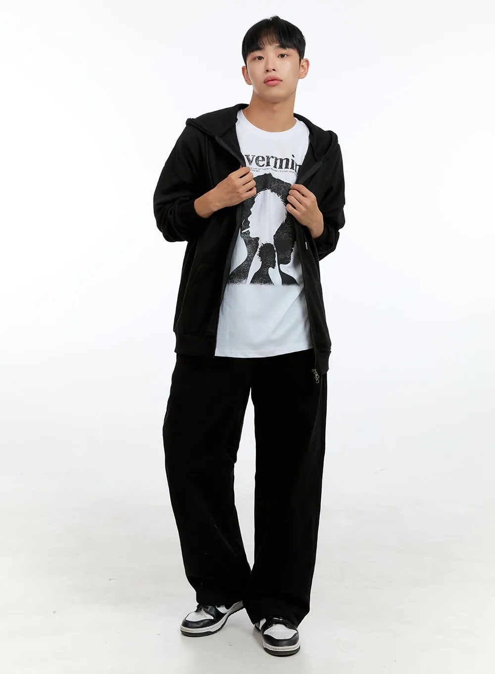 Men's Basic Two-Way Zip-Up Hoodie IG422