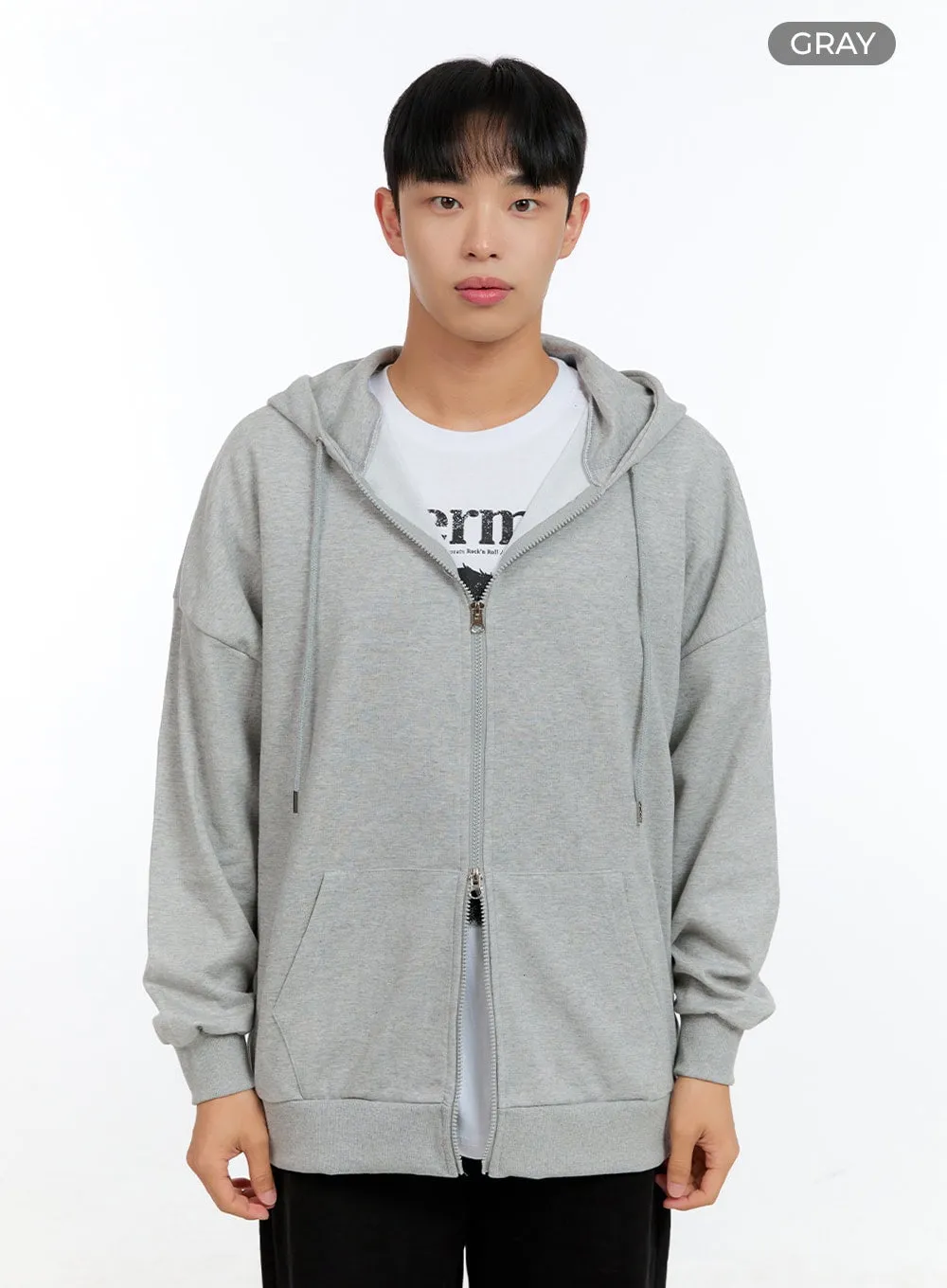 Men's Basic Two-Way Zip-Up Hoodie IG422