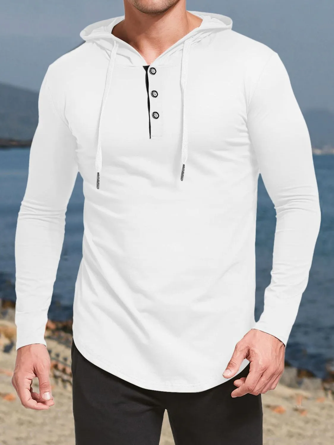 Men's Plus Size Drawstring Long Sleeve Hoodie