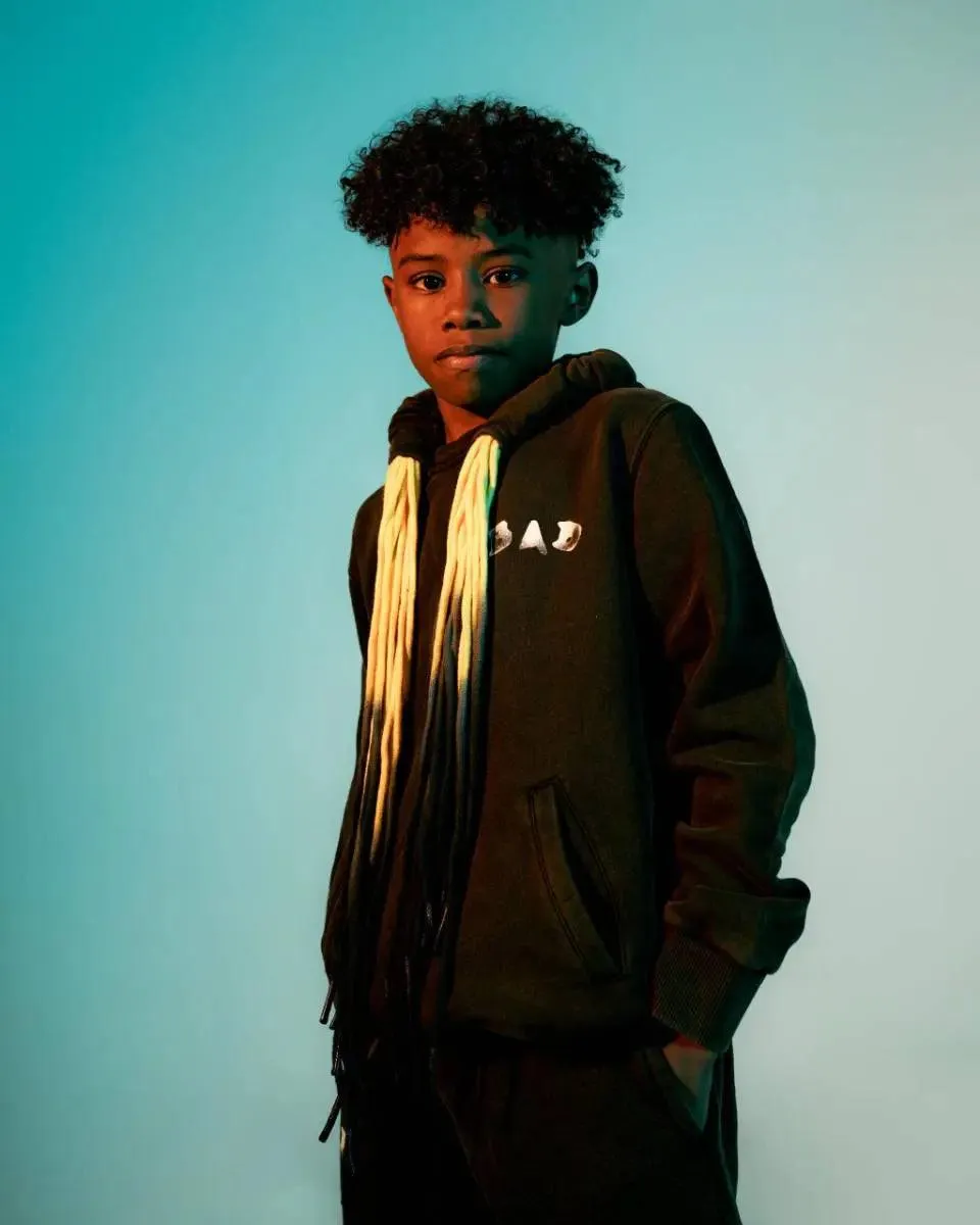 Multi Cord "BAD" Kids Hoodie - Washed Black