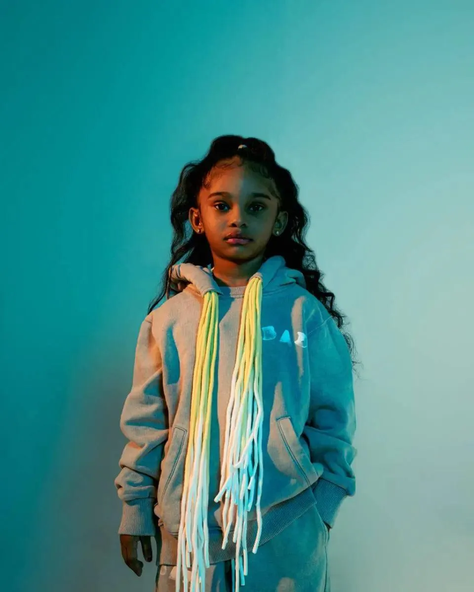Multi Cord "BAD" Kids Hoodie - Washed Grey