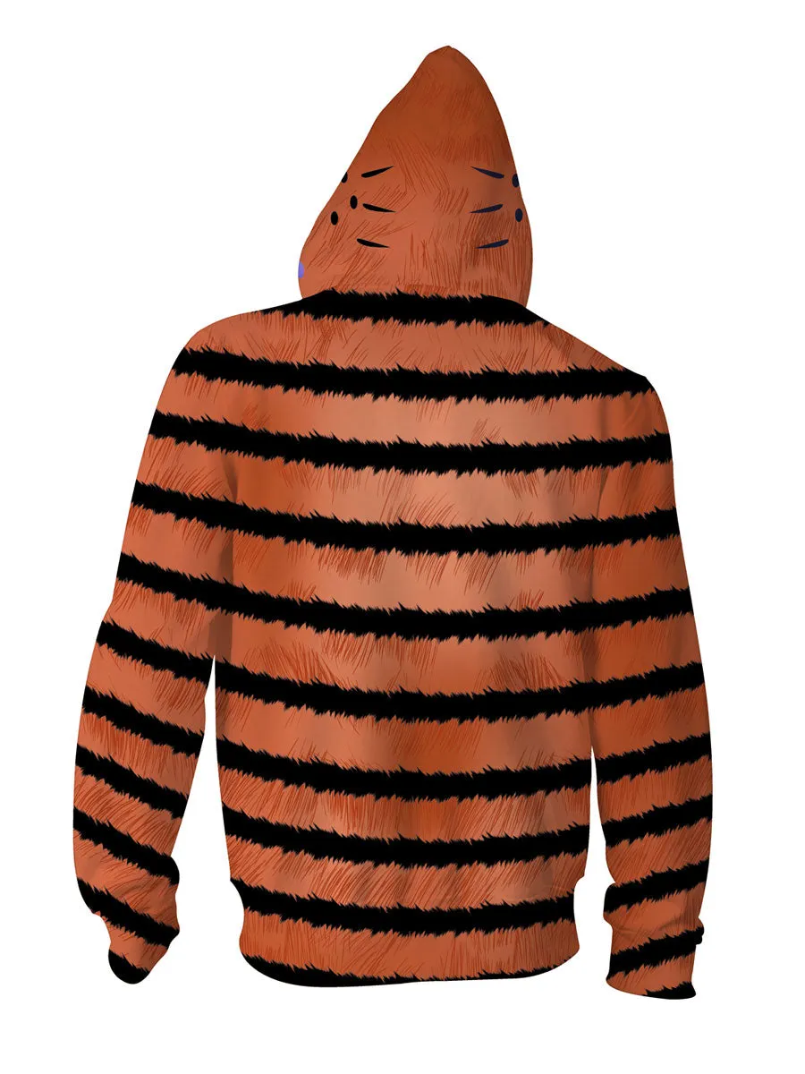 Orange Evil Cat Striped Hooded Sweatshirt