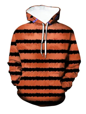 Orange Evil Cat Striped Hooded Sweatshirt
