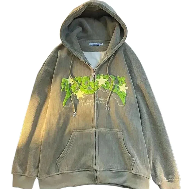 Oversized Y2K Kapuzenpullover mit buntem Retro-Stic