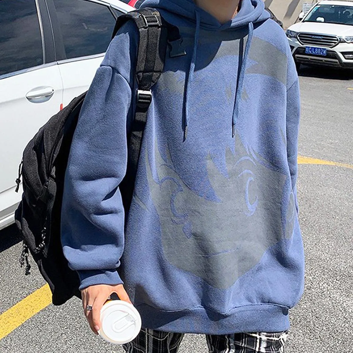 Retro Anime Face Oversized Hoodie
