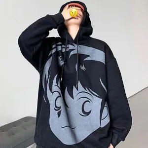Retro Anime Face Oversized Hoodie