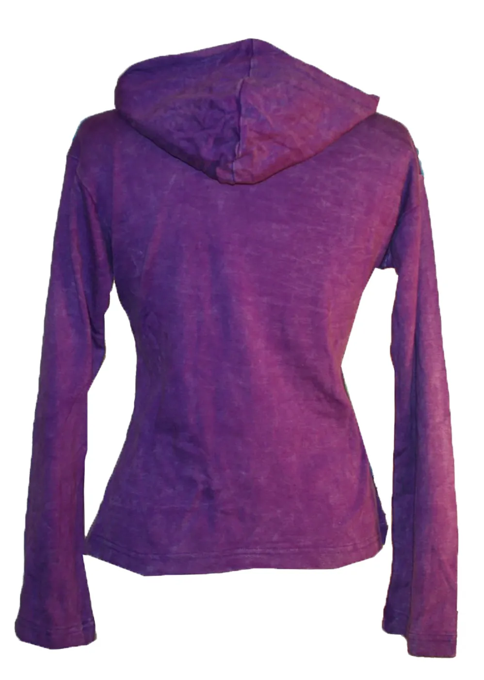 RH 207 Rib Funky Patched Razor Cut Bohemian Hoodie Blouse