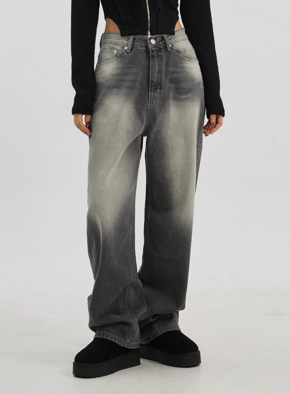 Ribbed Cropped Zip-Up Hoodie CJ330