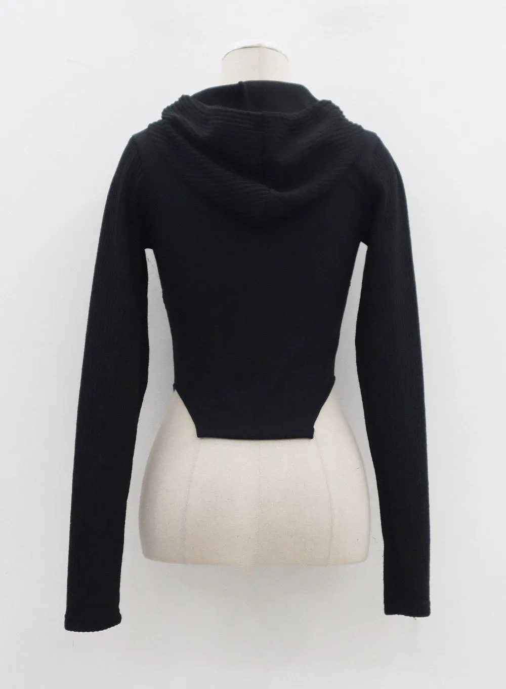 Ribbed Cropped Zip-Up Hoodie CJ330