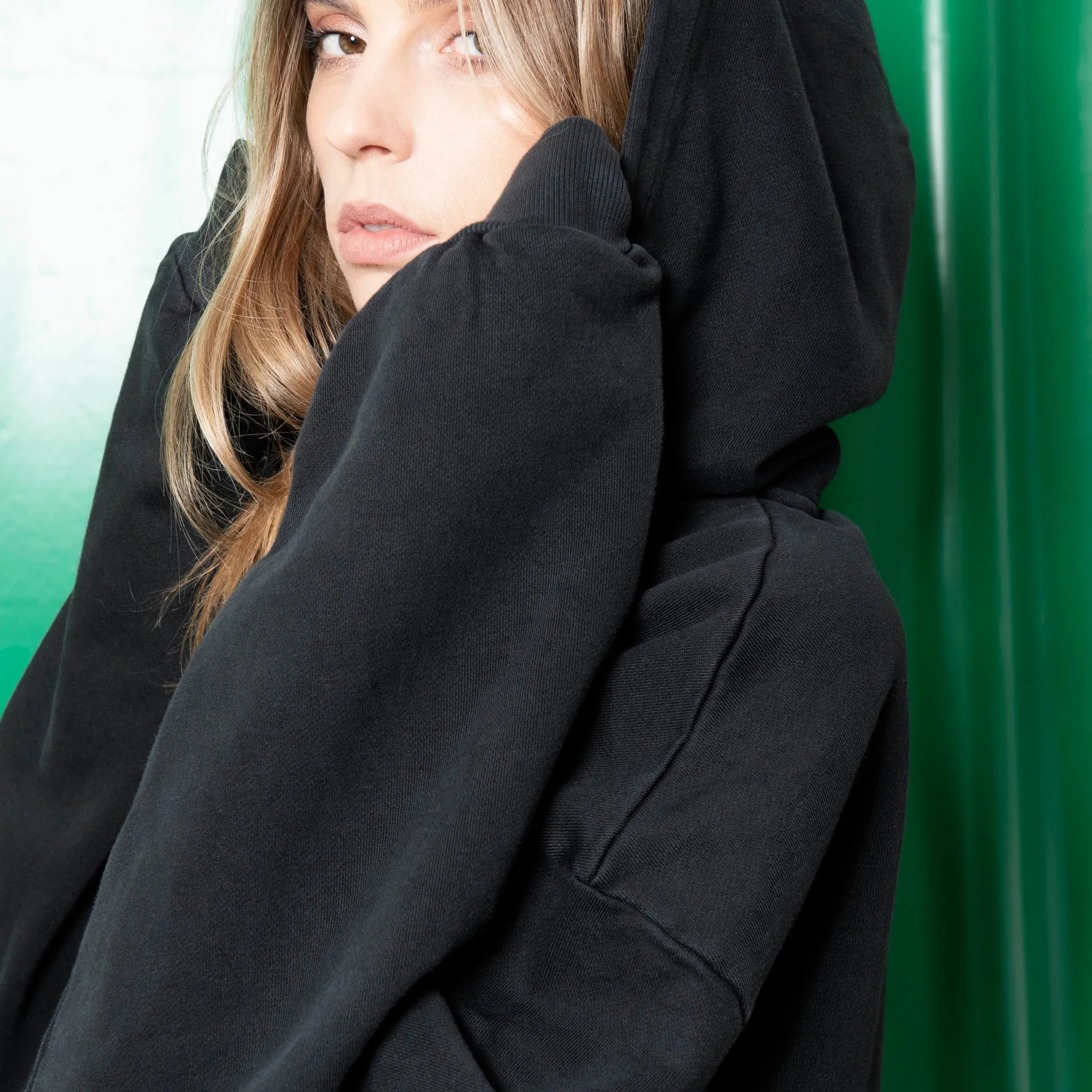 SCHWARZ VERWASCHEN - OVERSIZED HOODIE