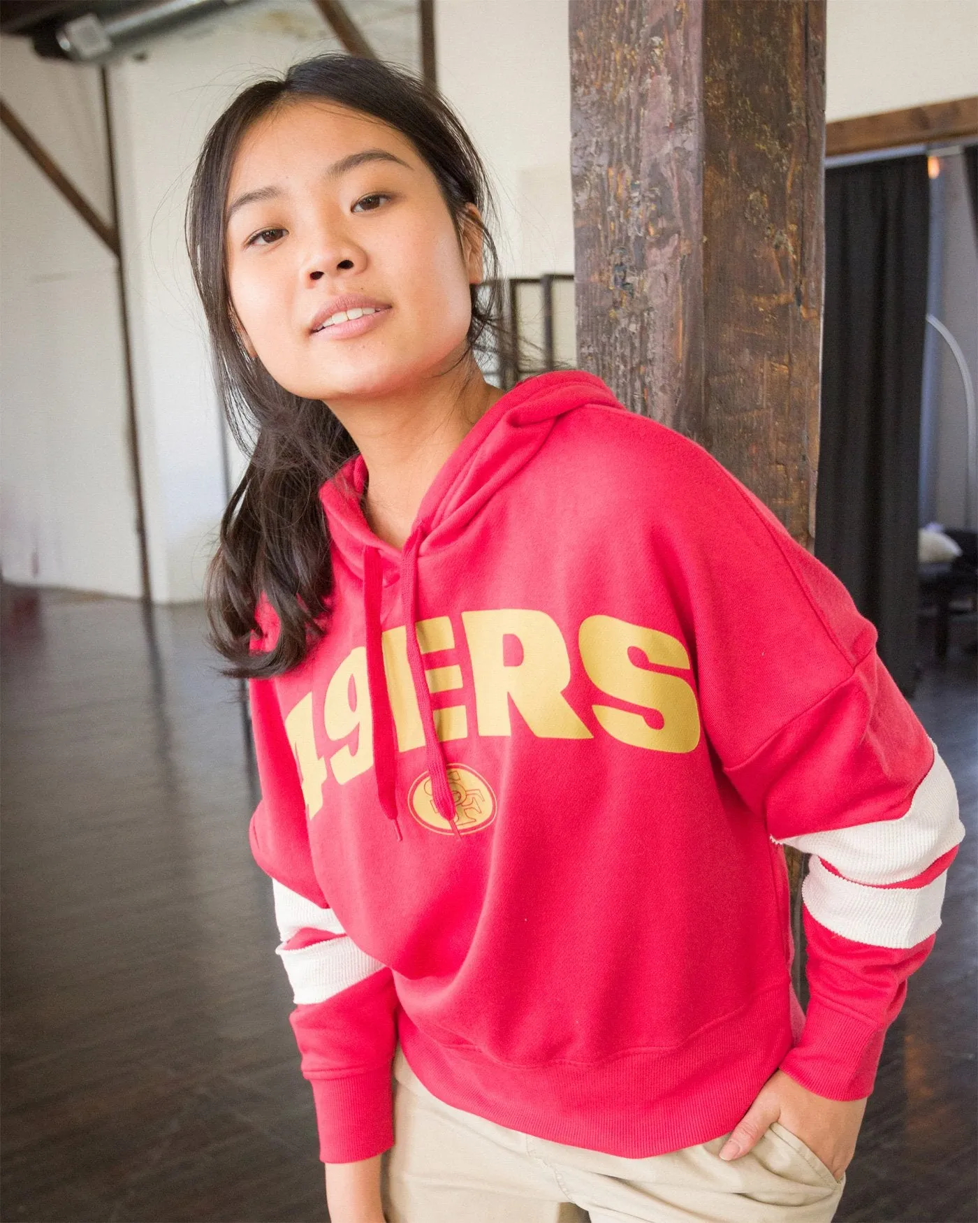 Women's NFL 49ers Sideline Striped Fleece