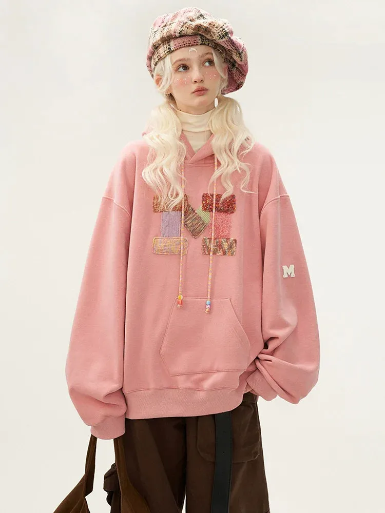 Wool Logo Hooded Loose Splicing Hoodie