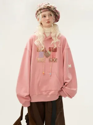 Wool Logo Hooded Loose Splicing Hoodie